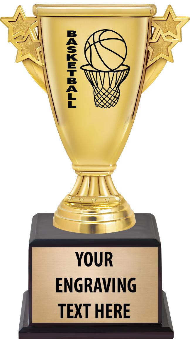 7.5" TROPHY ON BROWN WOOD BASE