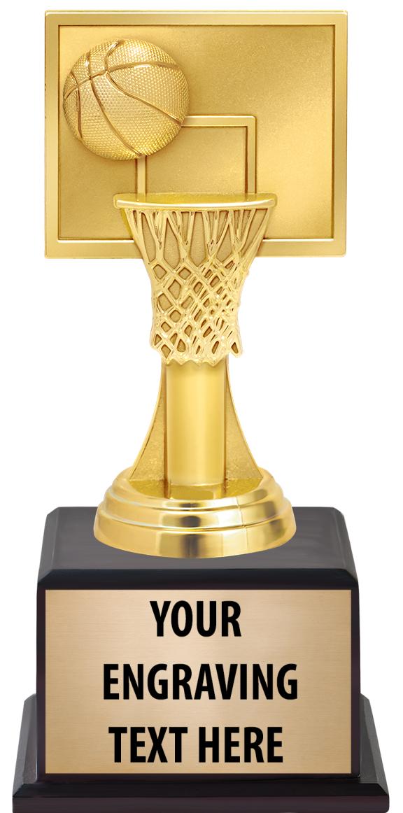 7.5" TROPHY ON BROWN WOOD BASE