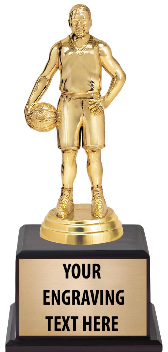 7.5" TROPHY ON BROWN WOOD BASE