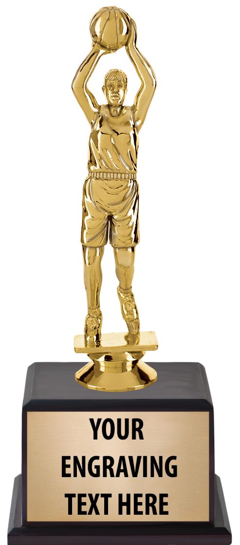 7.5" TROPHY ON BROWN WOOD BASE