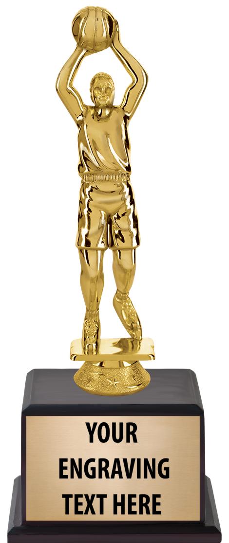 7.5" TROPHY ON BROWN WOOD BASE