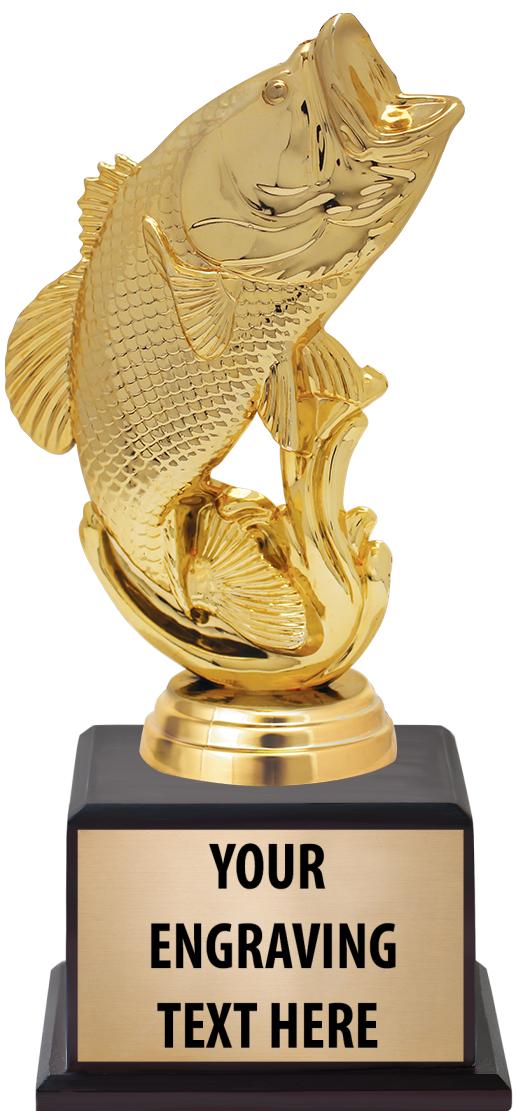 7.5" TROPHY ON BROWN WOOD BASE