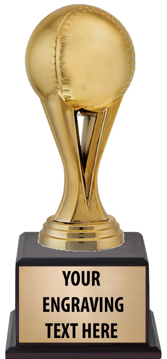 7.5" TROPHY ON BROWN WOOD BASE