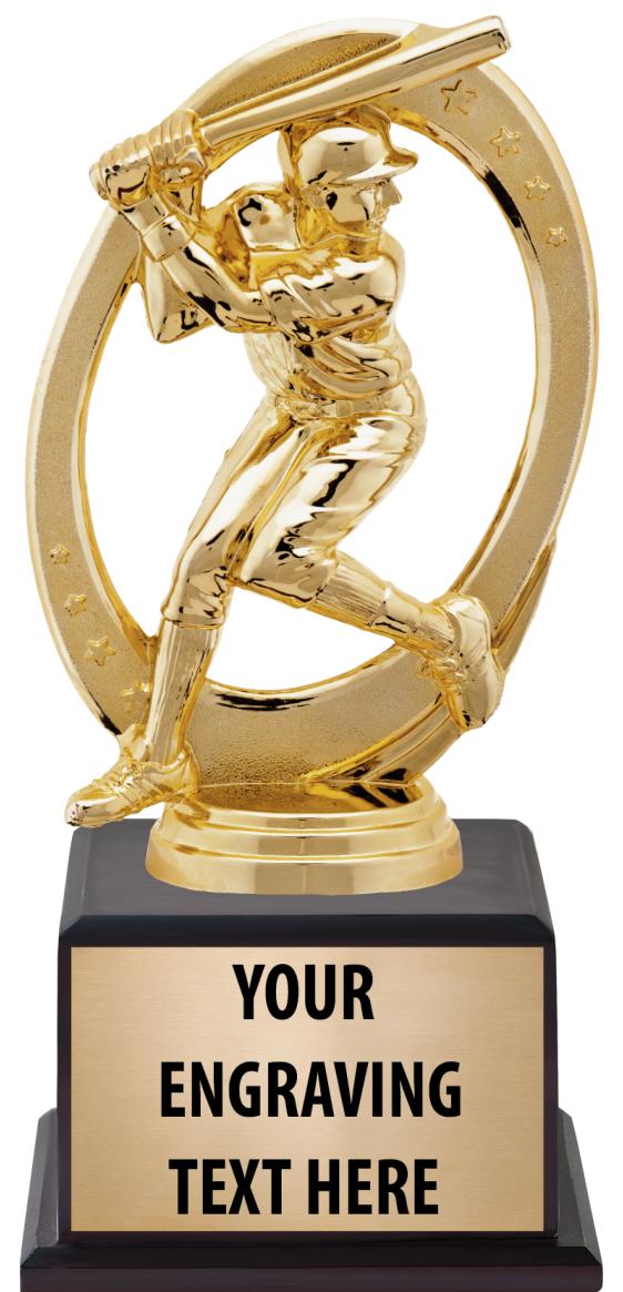 7.5" TROPHY ON BROWN WOOD BASE