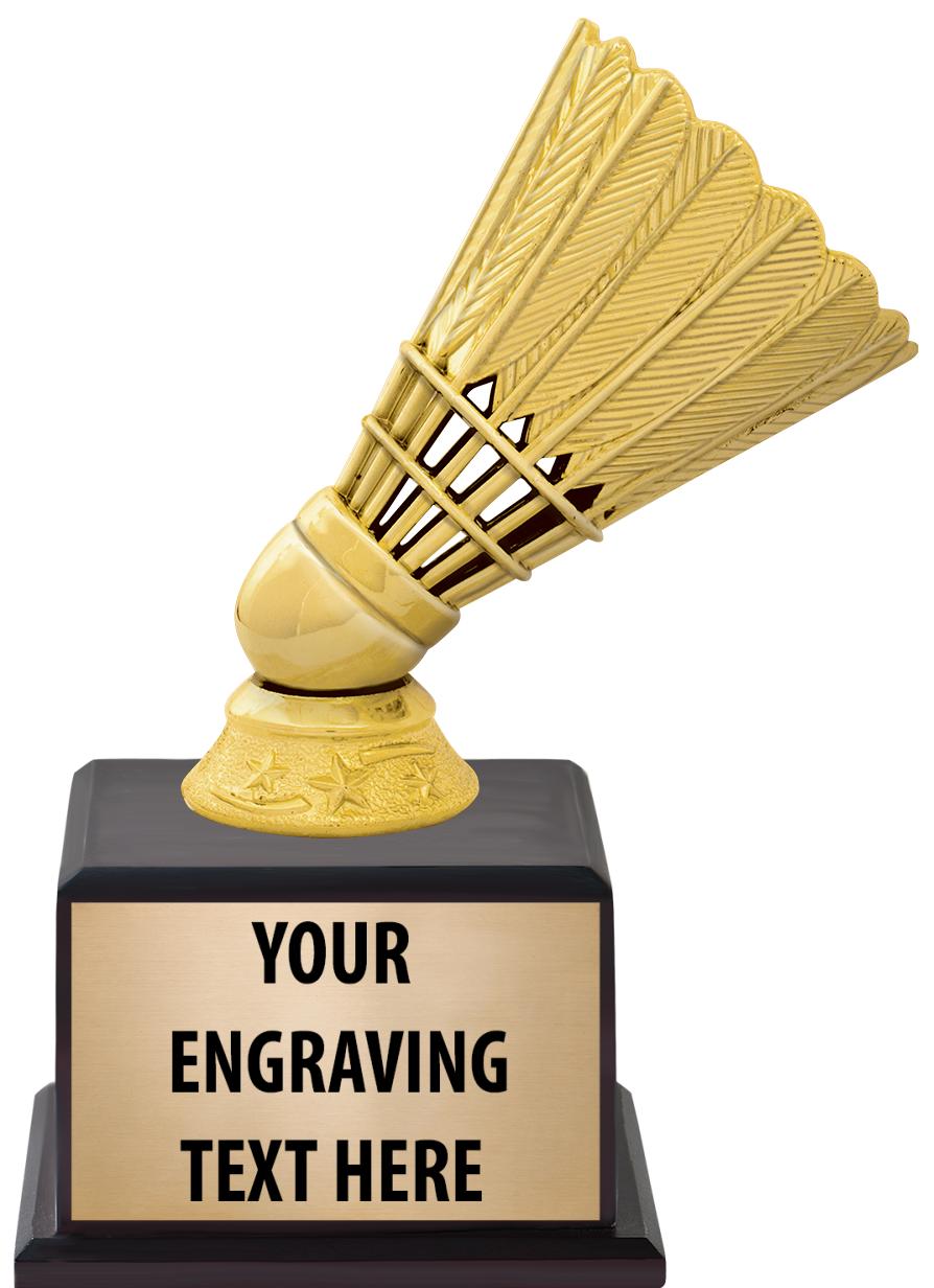 7.5" TROPHY ON BROWN WOOD BASE