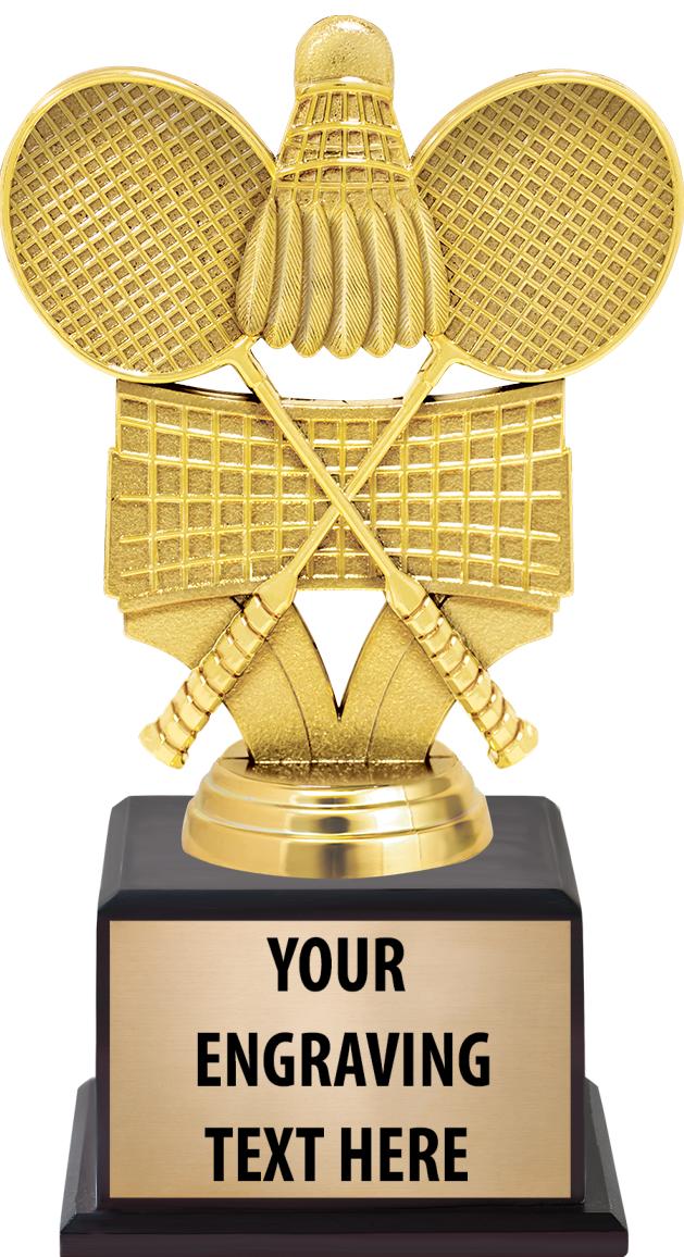 7.5" TROPHY ON BROWN WOOD BASE