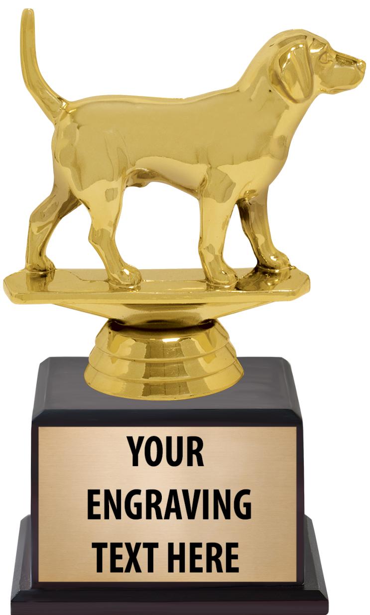 7.5" TROPHY ON BROWN WOOD BASE