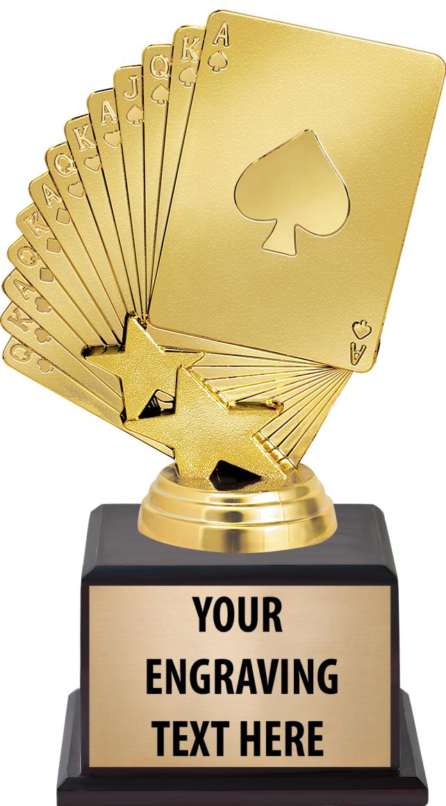 7.5" TROPHY ON BROWN WOOD BASE