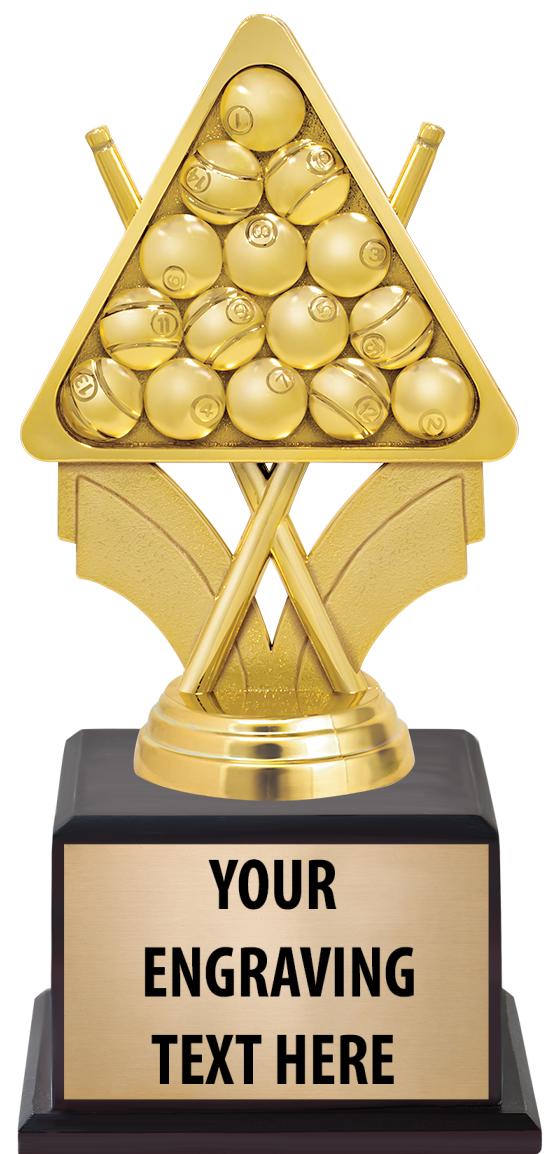 7.5" TROPHY ON BROWN WOOD BASE