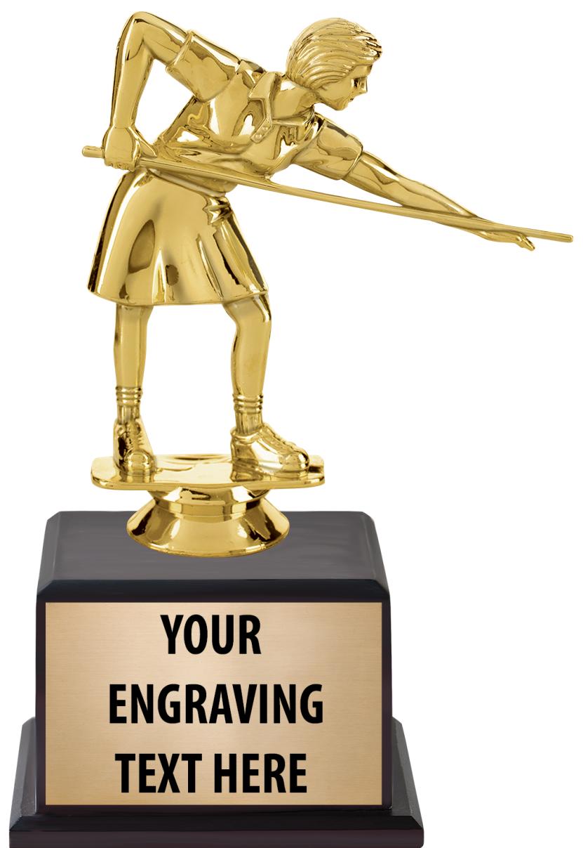 7.5" TROPHY ON BROWN WOOD BASE