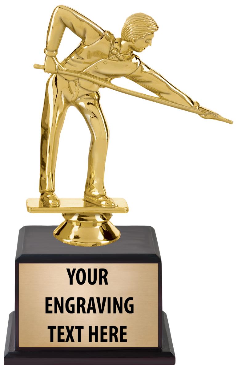 7.5" TROPHY ON BROWN WOOD BASE