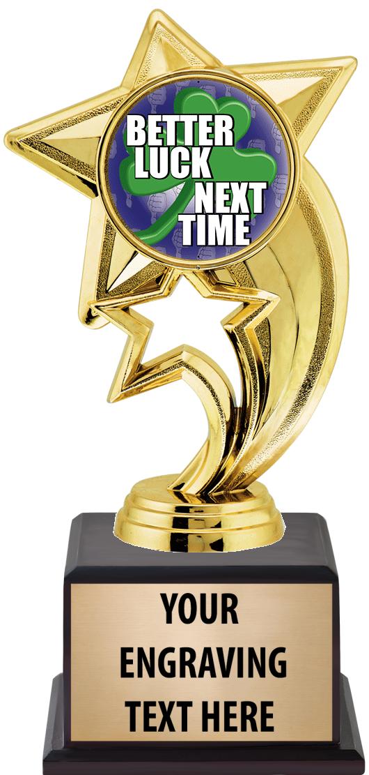 7.5" TROPHY ON BROWN WOOD BASE