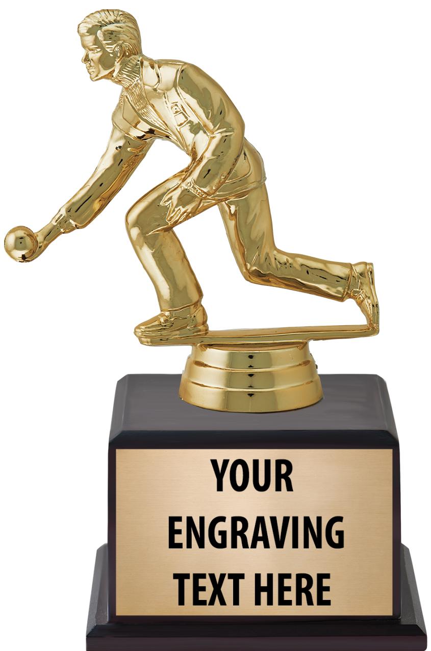 7.5" TROPHY ON BROWN WOOD BASE