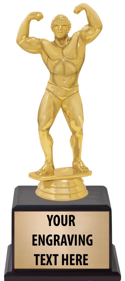 7.5" TROPHY ON BROWN WOOD BASE