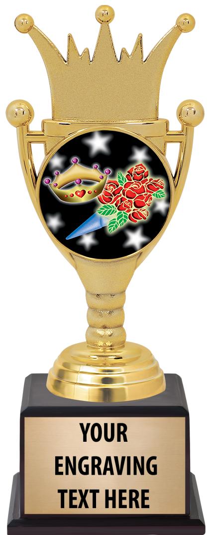 7.5" TROPHY ON BROWN WOOD BASE