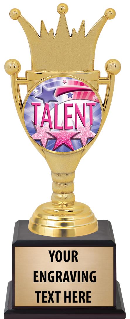 7.5" TROPHY ON BROWN WOOD BASE