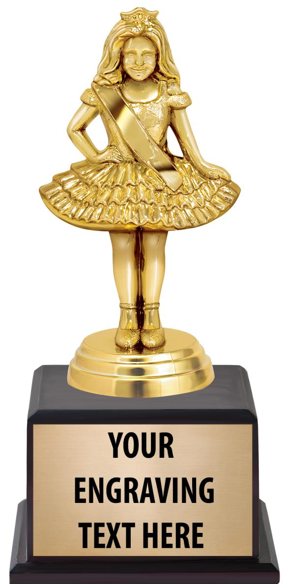 7.5" TROPHY ON BROWN WOOD BASE