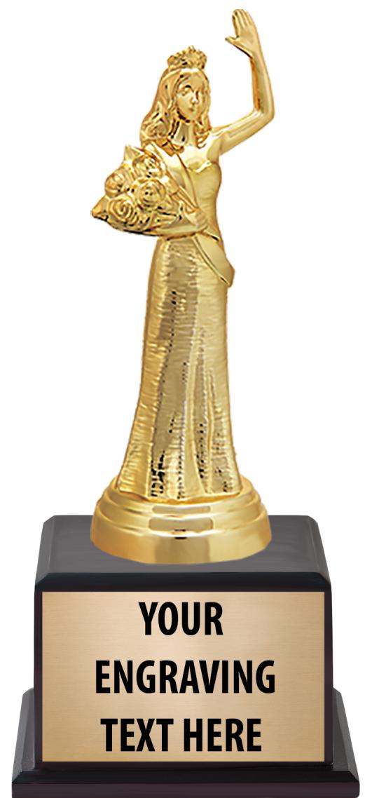 7.5" TROPHY ON BROWN WOOD BASE