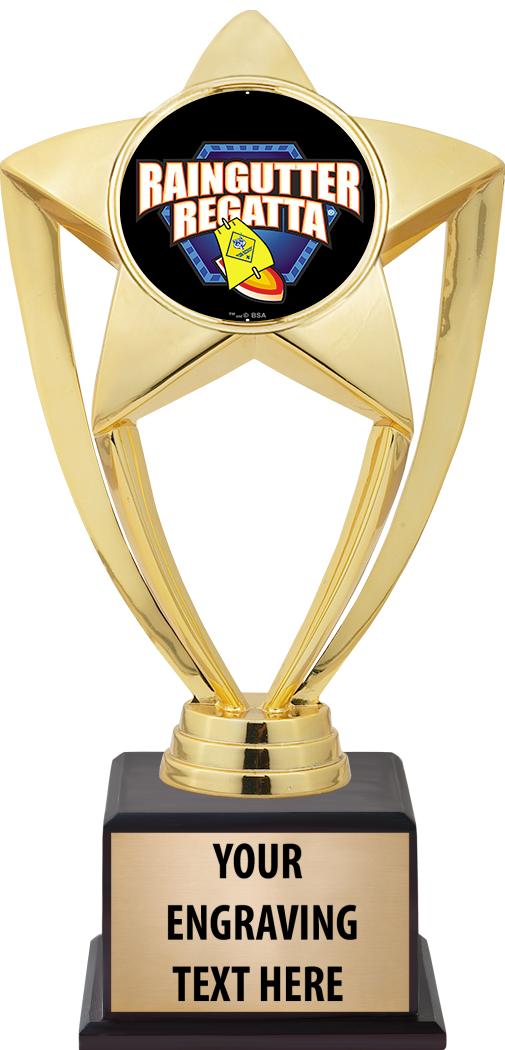 7.5" TROPHY ON BROWN WOOD BASE