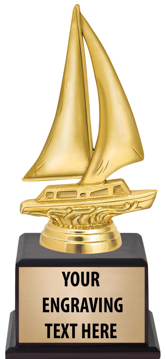 7.5" TROPHY ON BROWN WOOD BASE