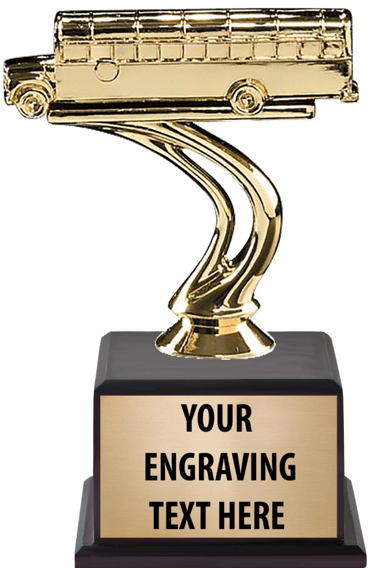 7.5" TROPHY ON BROWN WOOD BASE