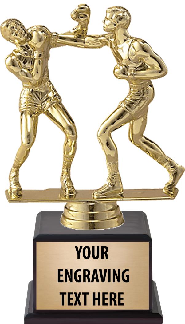 7.5" TROPHY ON BROWN WOOD BASE