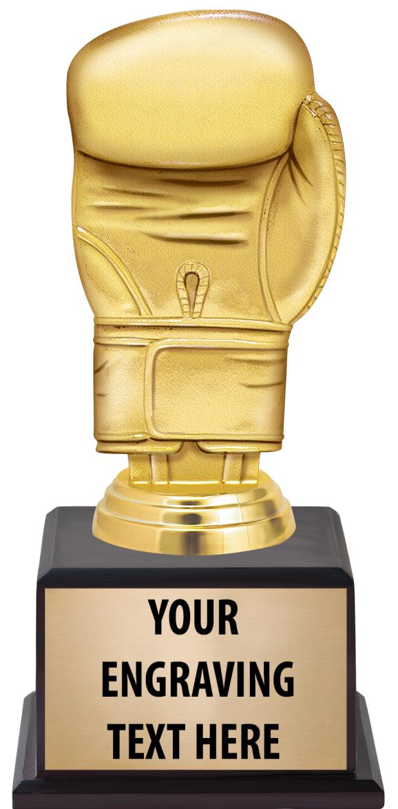 7.5" TROPHY ON BROWN WOOD BASE