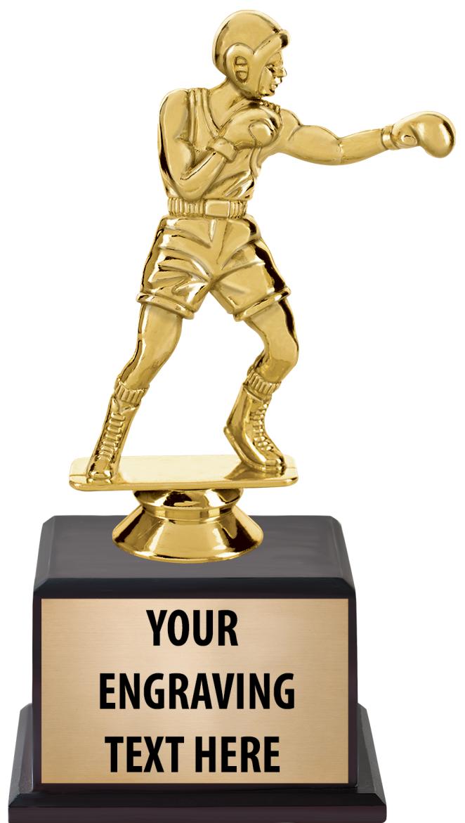 7.5" TROPHY ON BROWN WOOD BASE