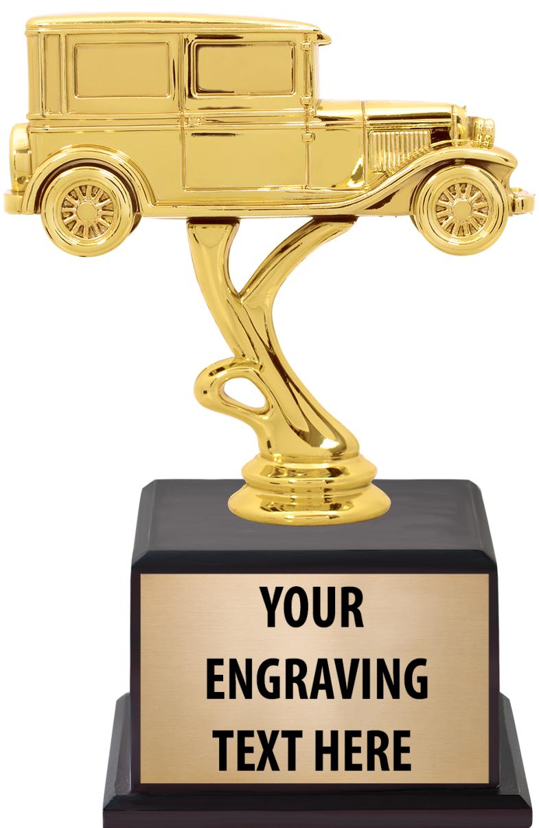 7.5" TROPHY ON BROWN WOOD BASE