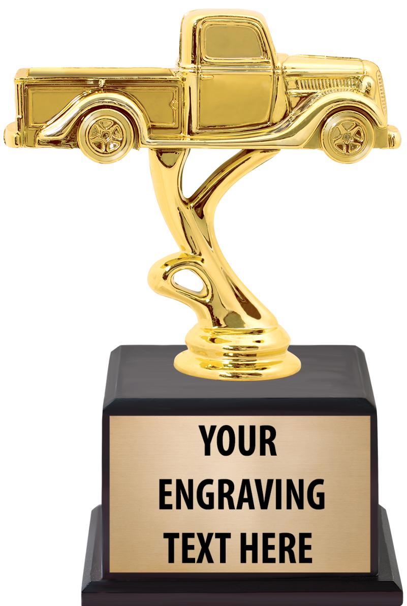 7.5" TROPHY ON BROWN WOOD BASE