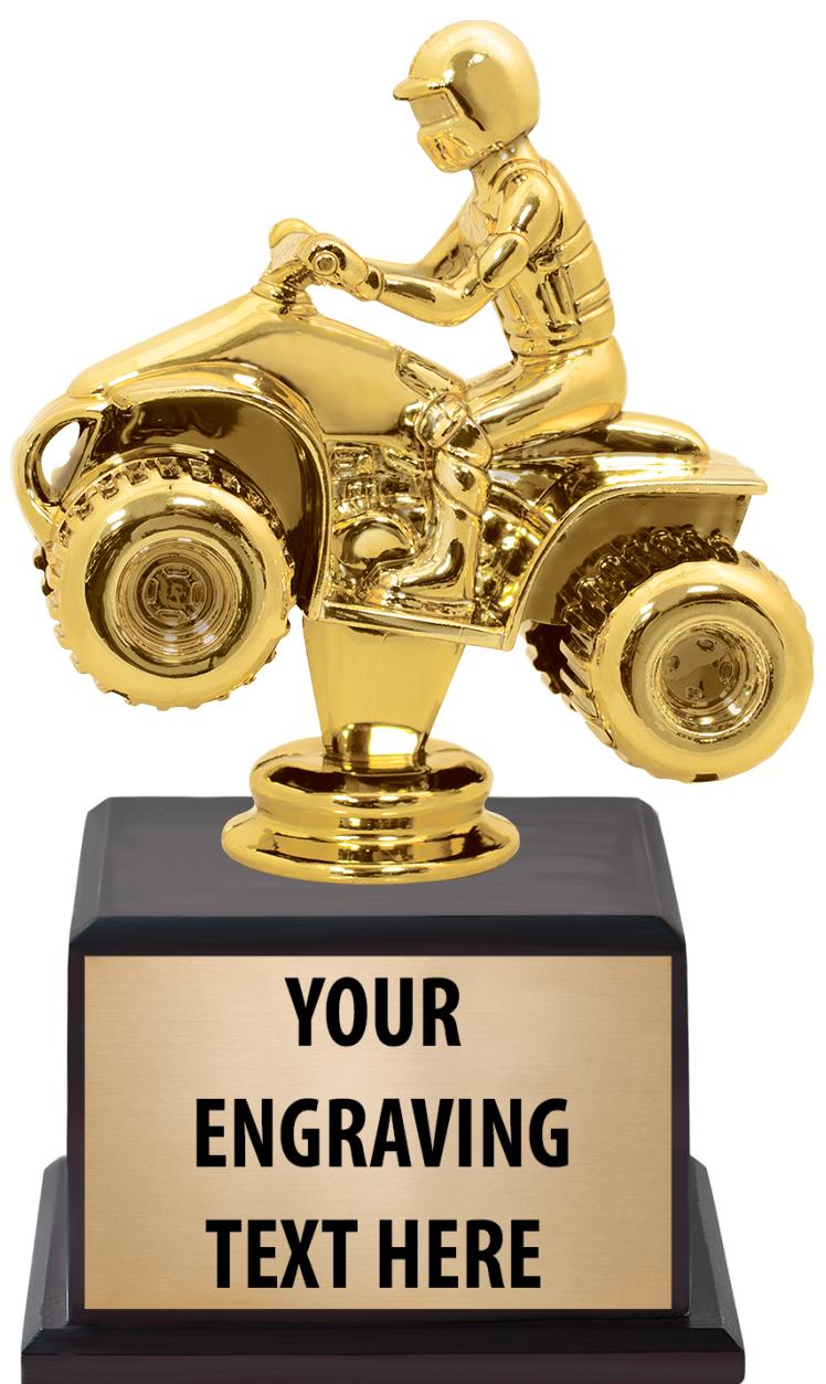 7.5" TROPHY ON BROWN WOOD BASE