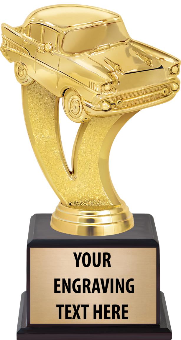 7.5" TROPHY ON BROWN WOOD BASE