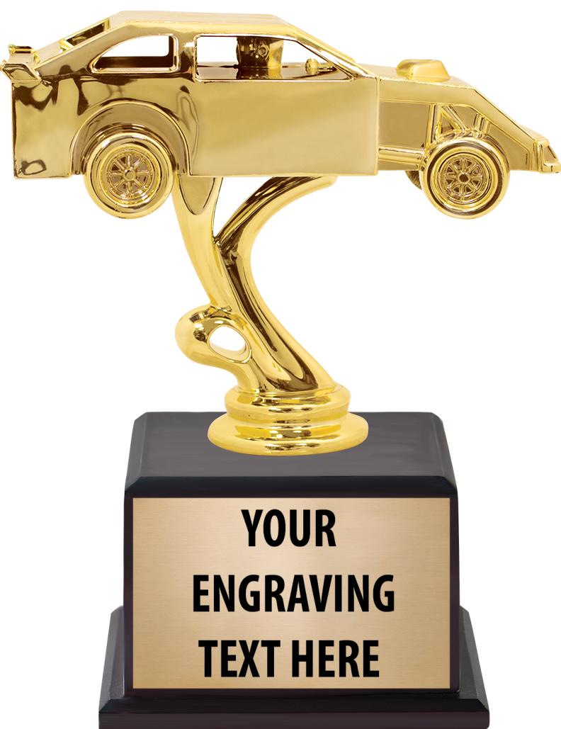 7.5" TROPHY ON BROWN WOOD BASE