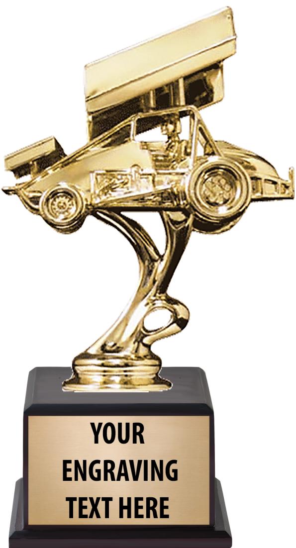 7.5" TROPHY ON BROWN WOOD BASE