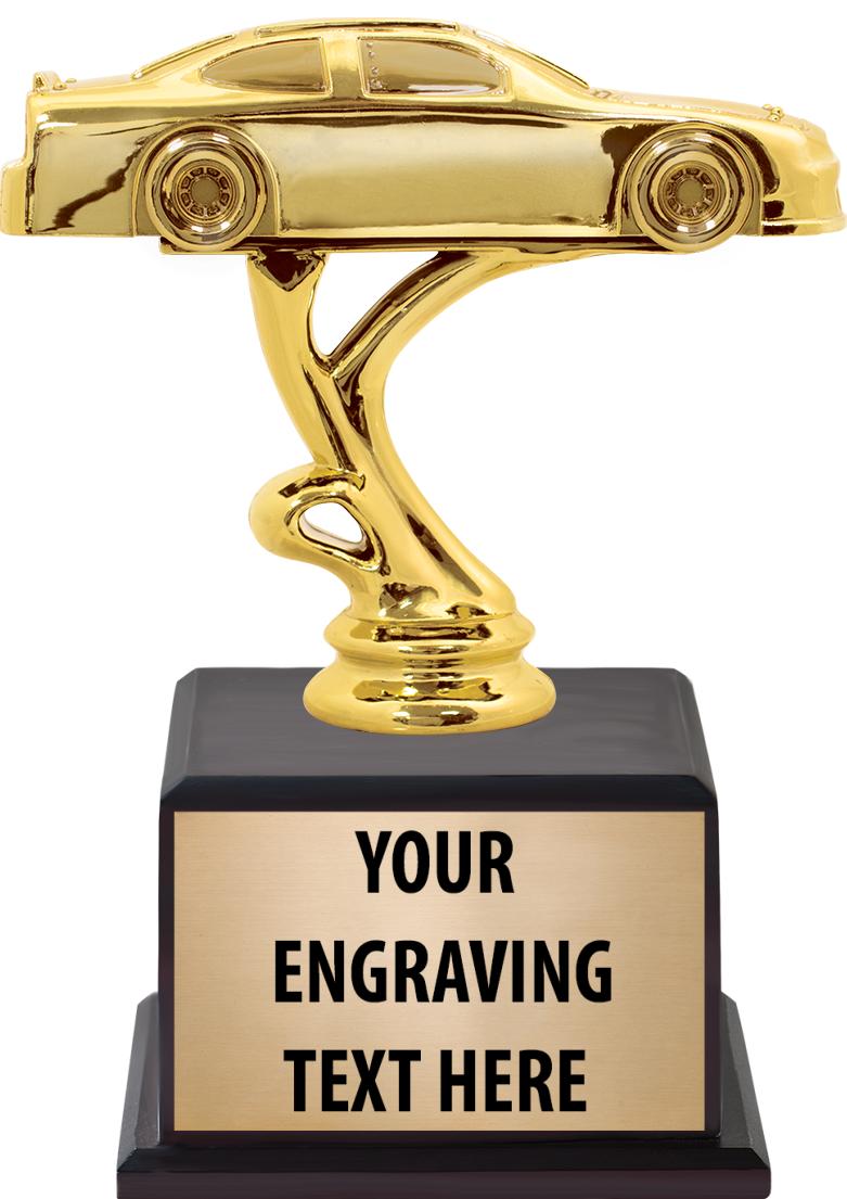 7.5" TROPHY ON BROWN WOOD BASE