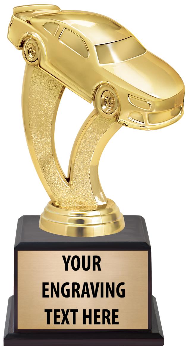 7.5" TROPHY ON BROWN WOOD BASE