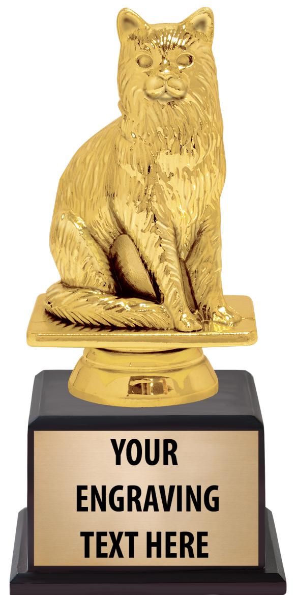 7.5" TROPHY ON BROWN WOOD BASE