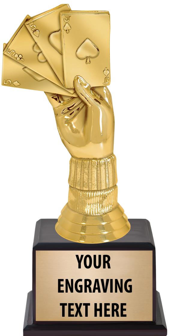 7.5" TROPHY ON BROWN WOOD BASE