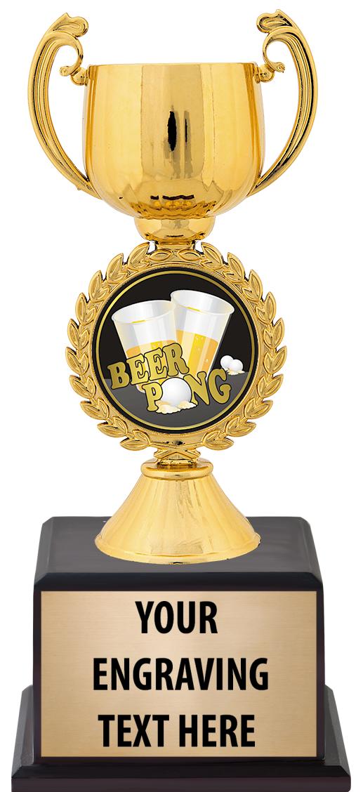 7.5" TROPHY ON BROWN WOOD BASE