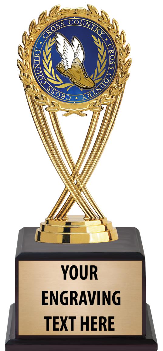 7.5" TROPHY ON BROWN WOOD BASE