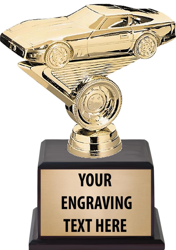7.5" TROPHY ON BROWN WOOD BASE
