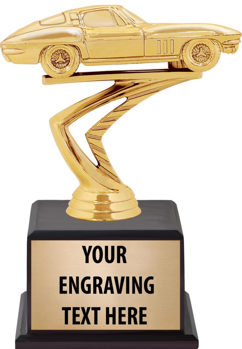 7.5" TROPHY ON BROWN WOOD BASE