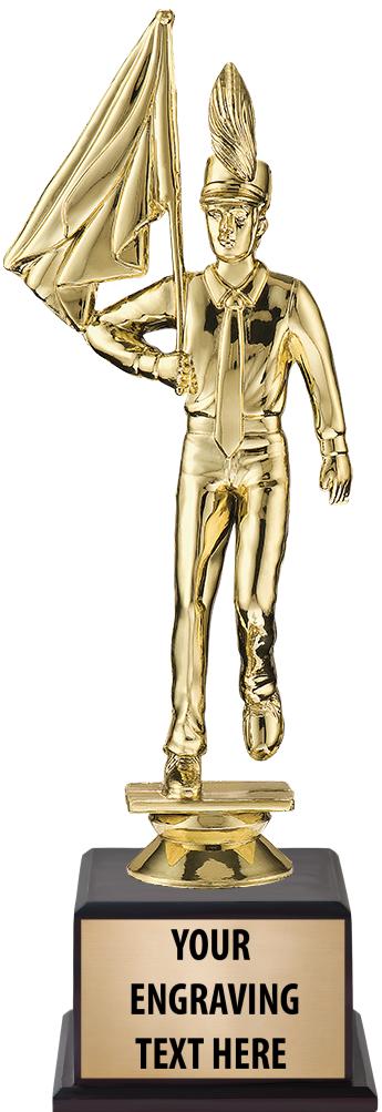 7.5" TROPHY ON BROWN WOOD BASE