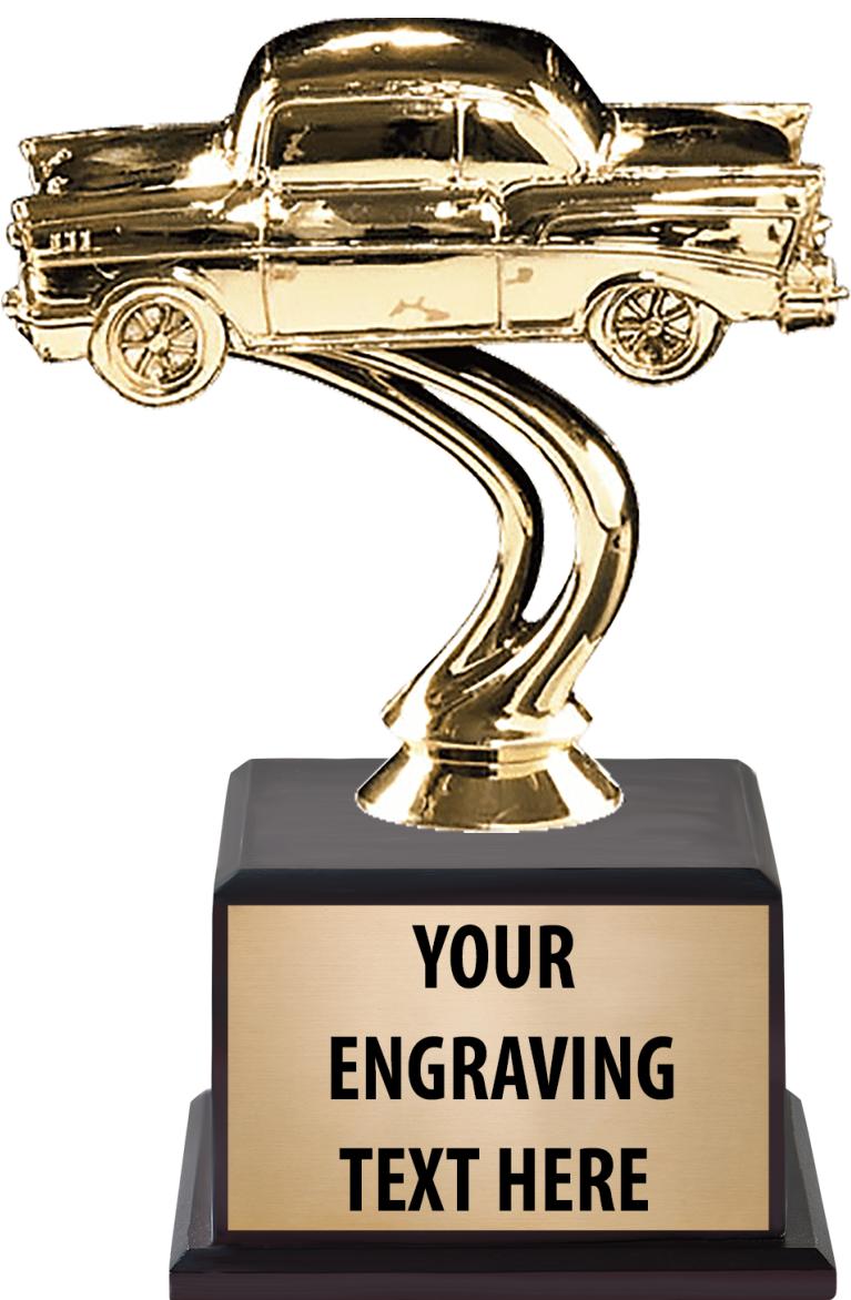 7.5" TROPHY ON BROWN WOOD BASE