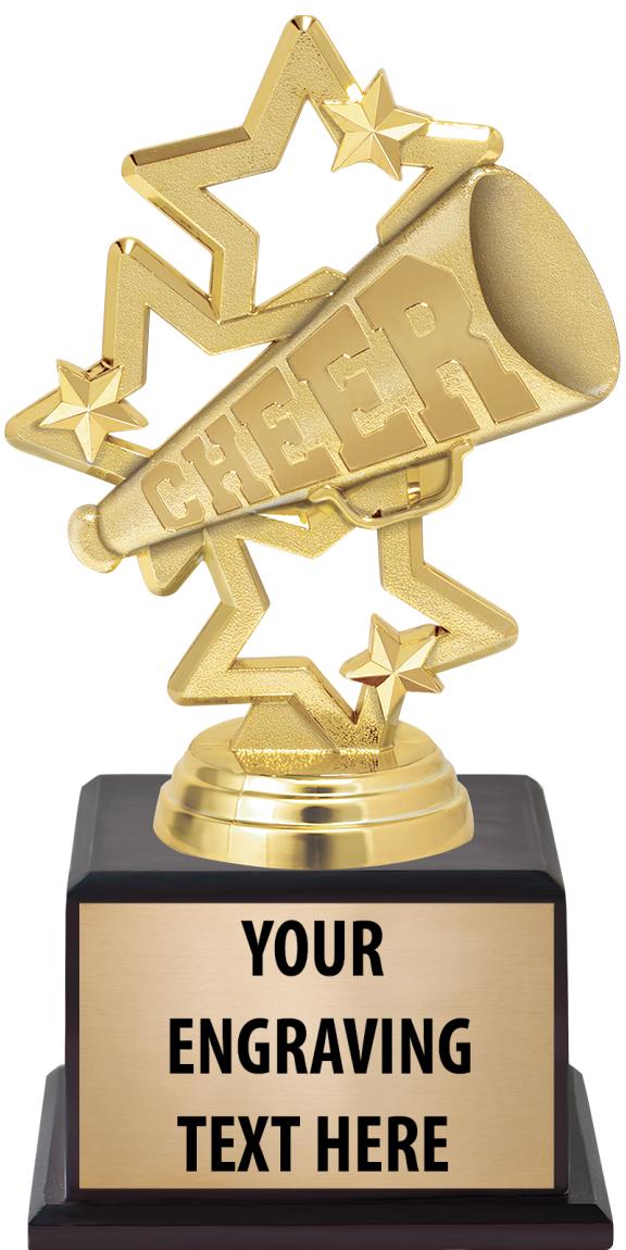 7.5" TROPHY ON BROWN WOOD BASE