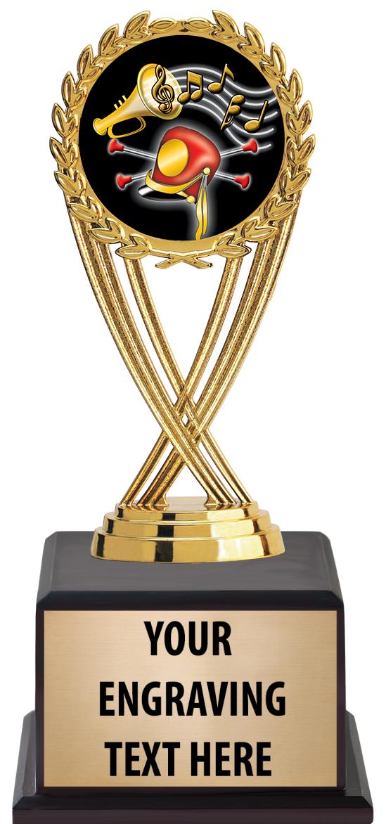 7.5" TROPHY ON BROWN WOOD BASE