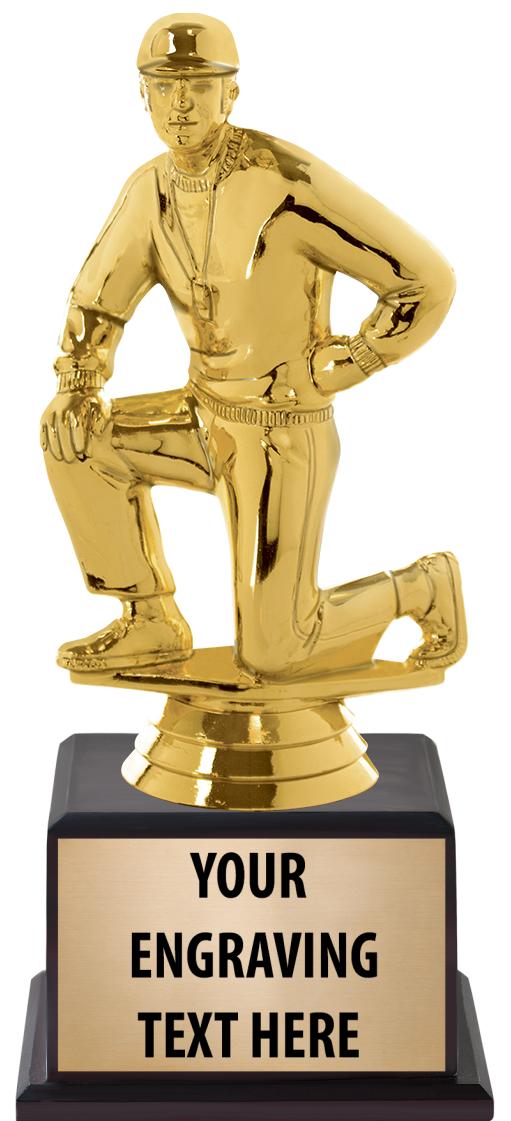 7.5" TROPHY ON BROWN WOOD BASE