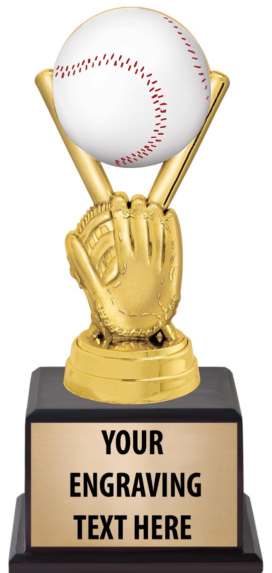 7.5" TROPHY ON BROWN WOOD BASE