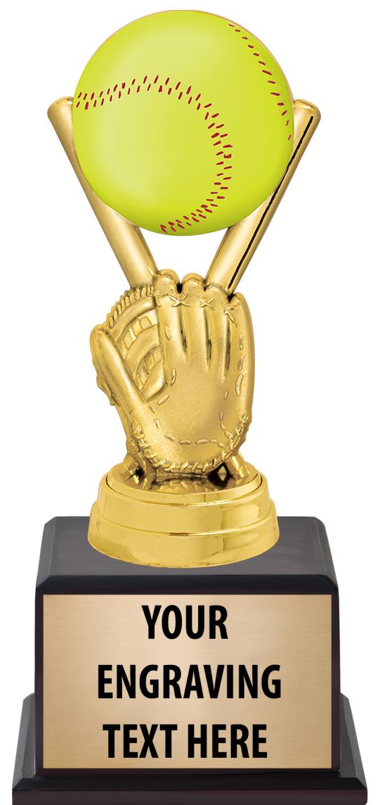 7.5" TROPHY ON BROWN WOOD BASE