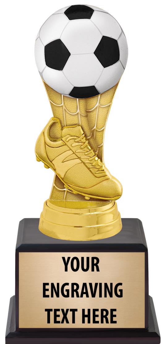 7.5" TROPHY ON BROWN WOOD BASE